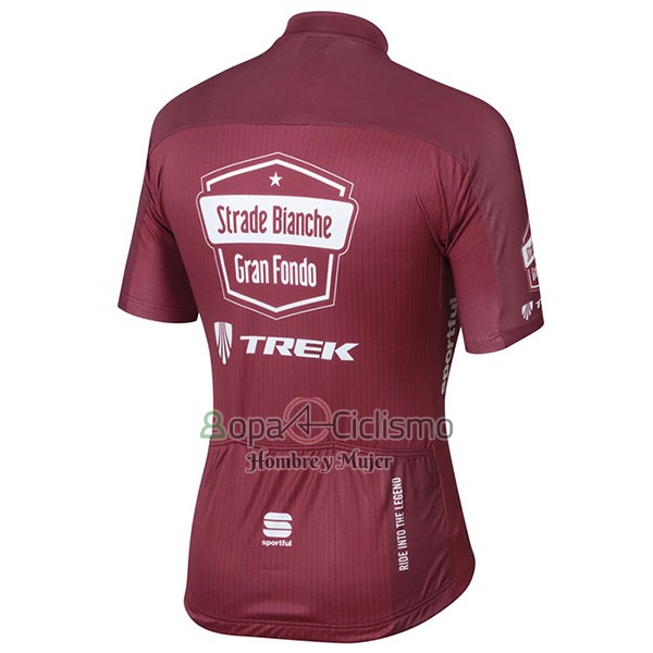 Strade Ropa Ciclismo Culotte Corto 2017 Mangas Cortas Bianche Trek Rojo
